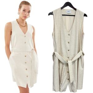 FRNCH Paris Cicilia Linen Blend Button Front Mini Dress